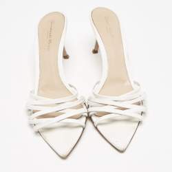 Pre Owned Gianvito Rossi White Leather Strappy Slide Sandals Size 39