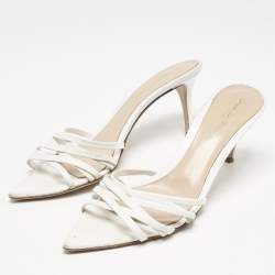 Pre Owned Gianvito Rossi White Leather Strappy Slide Sandals Size 39