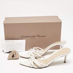 Pre Owned Gianvito Rossi White Leather Strappy Slide Sandals Size 39