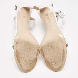 Pre Owned Gianvito Rossi White Suede Embellished Portofino Ankle Cuff Sandals Size 40