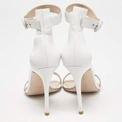 Pre Owned Gianvito Rossi White Suede Embellished Portofino Ankle Cuff Sandals Size 40