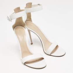Pre Owned Gianvito Rossi White Suede Embellished Portofino Ankle Cuff Sandals Size 40