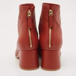 Gianvito Rossi Brown Leather Round Toe Block Heel Ankle Boots Size 40