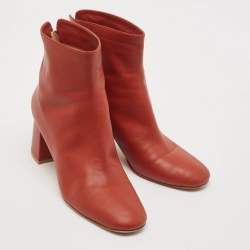 Gianvito Rossi Brown Leather Round Toe Block Heel Ankle Boots Size 40