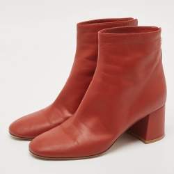 Gianvito Rossi Brown Leather Round Toe Block Heel Ankle Boots Size 40