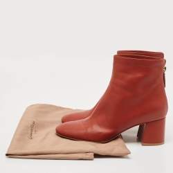 Gianvito Rossi Brown Leather Round Toe Block Heel Ankle Boots Size 40