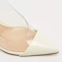 Gianvito Rossi White Patent Leather and PVC Slingback Pumps Size 36.5