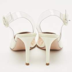 Gianvito Rossi White Patent Leather and PVC Slingback Pumps Size 36.5
