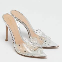 Pre Owned Gianvito Rossi Transparent PVC and Patent Elle Slide Sandals Size 38.5