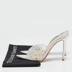 Pre Owned Gianvito Rossi Transparent PVC and Patent Elle Slide Sandals Size 38.5