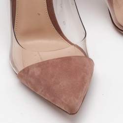 Gianvito Rossi Beige/Transparent Suede and PVC Plexi Pumps Size 38