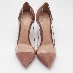 Gianvito Rossi Beige/Transparent Suede and PVC Plexi Pumps Size 38