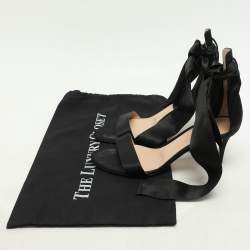 Gianvito Rossi Black Satin Gala Ankle Strap Sandals Size 38