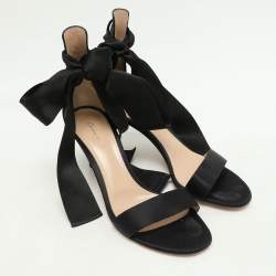 Gianvito Rossi Black Satin Gala Ankle Strap Sandals Size 38