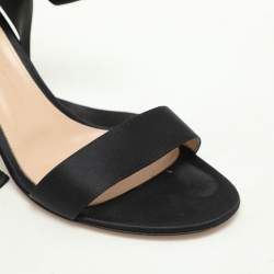 Gianvito Rossi Black Satin Gala Ankle Strap Sandals Size 38