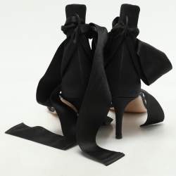 Gianvito Rossi Black Satin Gala Ankle Strap Sandals Size 38