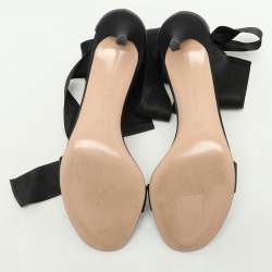 Gianvito Rossi Black Satin Gala Ankle Strap Sandals Size 38