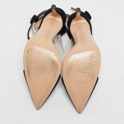Gianvito Rossi Black Suede and PVC Anise Ankle Strap Pumps Size 38