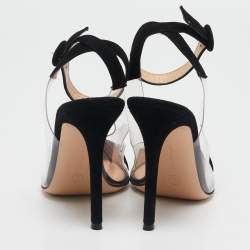 Gianvito Rossi Black Suede and PVC Anise Ankle Strap Pumps Size 38