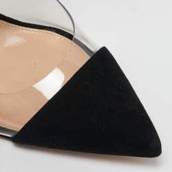 Gianvito Rossi Black Suede and PVC Anise Ankle Strap Pumps Size 38