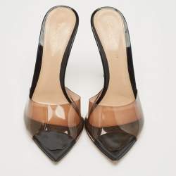 Pre Owned Gianvito Rossi Black PVC Elle Slide Sandals Size 37