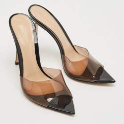 Pre Owned Gianvito Rossi Black PVC Elle Slide Sandals Size 37