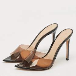 Pre Owned Gianvito Rossi Black PVC Elle Slide Sandals Size 37