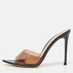 Pre Owned Gianvito Rossi Black PVC Elle Slide Sandals Size 37