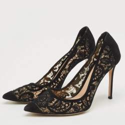 Gianvito Rossi Black Suede Pointed Toe  Pumps Size 40.5