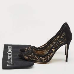 Gianvito Rossi Black Suede Pointed Toe  Pumps Size 40.5