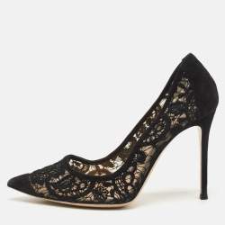 Gianvito Rossi Black Suede Pointed Toe  Pumps Size 40.5