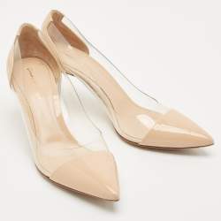 Pre Owned Gianvito Rossi Beige Patent Leather and PVC Plexi Pumps Size 40
