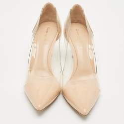 Pre Owned Gianvito Rossi Beige Patent Leather and PVC Plexi Pumps Size 40
