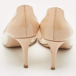 Pre Owned Gianvito Rossi Beige Patent Leather and PVC Plexi Pumps Size 40
