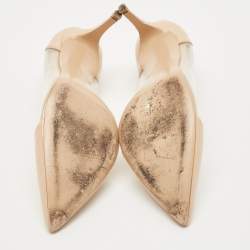 Pre Owned Gianvito Rossi Beige Patent Leather and PVC Plexi Pumps Size 40