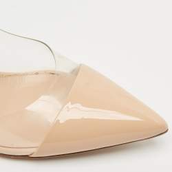 Pre Owned Gianvito Rossi Beige Patent Leather and PVC Plexi Pumps Size 40