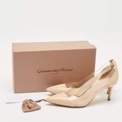 Pre Owned Gianvito Rossi Beige Patent Leather and PVC Plexi Pumps Size 40