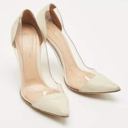 Gianvito Rossi Pearl White Leather and PVC Plexi Pumps Size 40