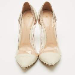 Gianvito Rossi Pearl White Leather and PVC Plexi Pumps Size 40