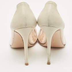 Gianvito Rossi Pearl White Leather and PVC Plexi Pumps Size 40