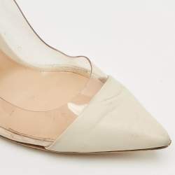 Gianvito Rossi Pearl White Leather and PVC Plexi Pumps Size 40