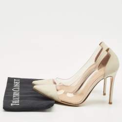 Gianvito Rossi Pearl White Leather and PVC Plexi Pumps Size 40