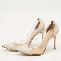 Gianvito Rossi Pearl White Leather and PVC Plexi Pumps Size 40