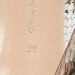 Gianvito Rossi Silver/Beige Python Heel Mules Size 39