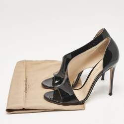 Pre Owned Gianvito Rossi Black Patent Leather Demi Cut Out Pumps Size 37.5