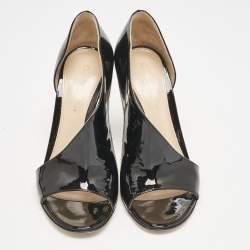 Pre Owned Gianvito Rossi Black Patent Leather Demi Cut Out Pumps Size 37.5