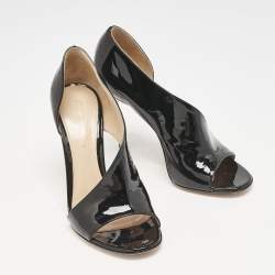 Pre Owned Gianvito Rossi Black Patent Leather Demi Cut Out Pumps Size 37.5