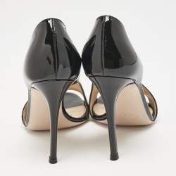 Pre Owned Gianvito Rossi Black Patent Leather Demi Cut Out Pumps Size 37.5
