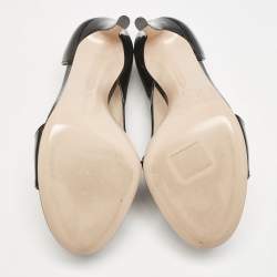 Pre Owned Gianvito Rossi Black Patent Leather Demi Cut Out Pumps Size 37.5