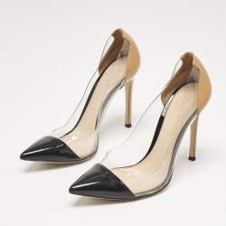 Gianvito Rossi Black/Brown Patent Leather and PVC Plexi Pumps Size 38